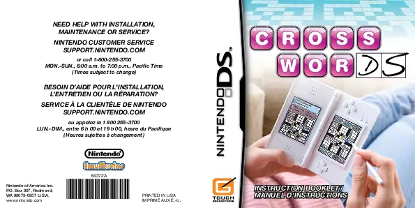 manual for Crossword DS + Sekai 1-Shuu Cross